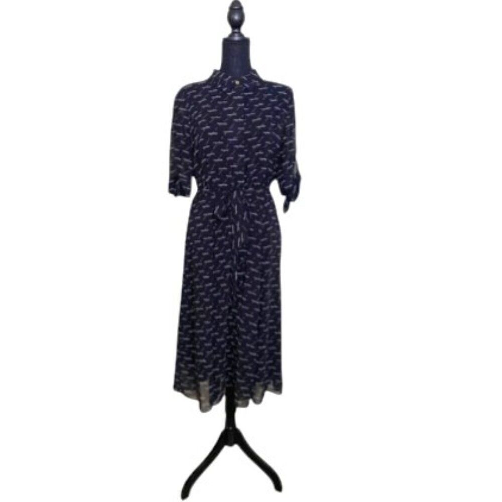Calvin Klein Sheer Black All Over Logo Patterned‎ Dress with underslip - Size 12